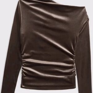 Brown Velvet Long Sleeve Top